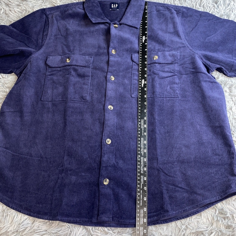 Gap Men's Sz XL Corduroy Long Sleeve Shirt  Navy Blue Nice Fade - Picture 4 of 8